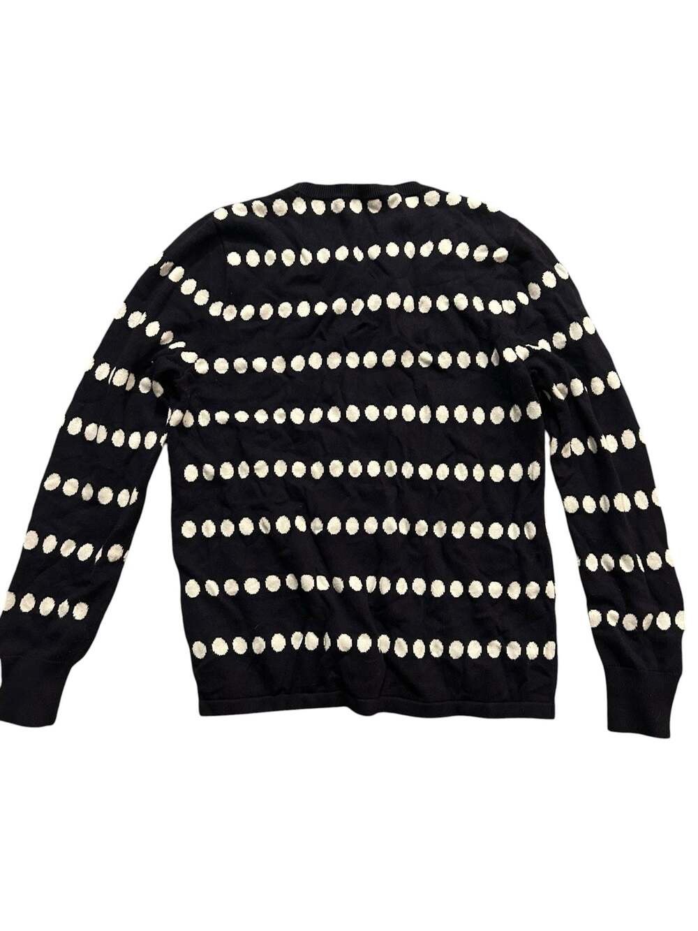 Vince Camuto Black and White Polka Dot Jacquard Crewneck Sweater - Picture 3 of 3